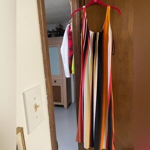 Glamour Striped Maxi Dress in Red, Orange, Black and Cream